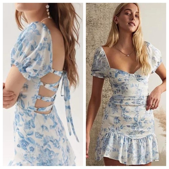 Kiss The Sky Floral Strappy Open-Back Mini Dress - Picture 1 of 12